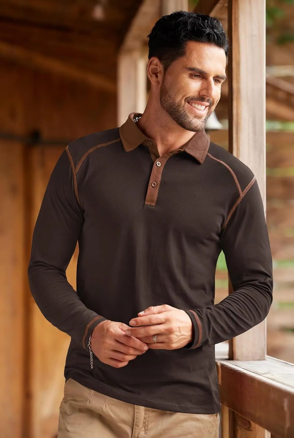 Mens Polo Shirts Long Sleeve Casual Workout Golf Classic Poloshirt (S-XXL)