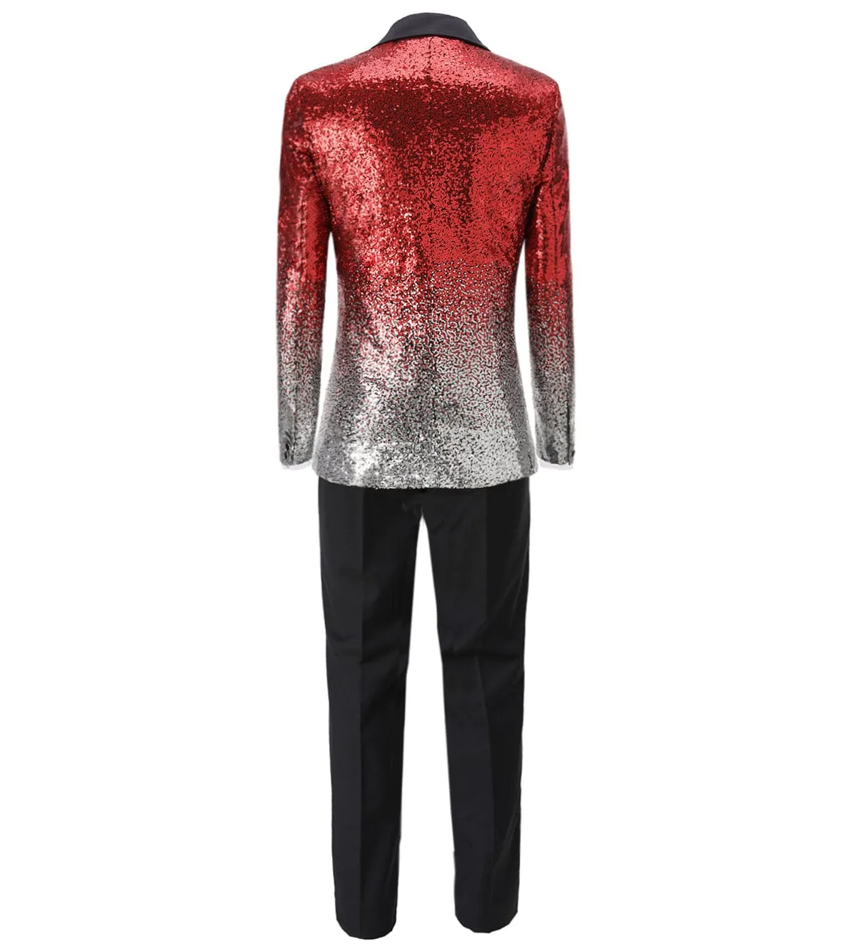 Men's Shiny Sequins 3 Piece Suit Blazer One Button Wedding Prom Tuxedo (Blazer   Vest   Pants)