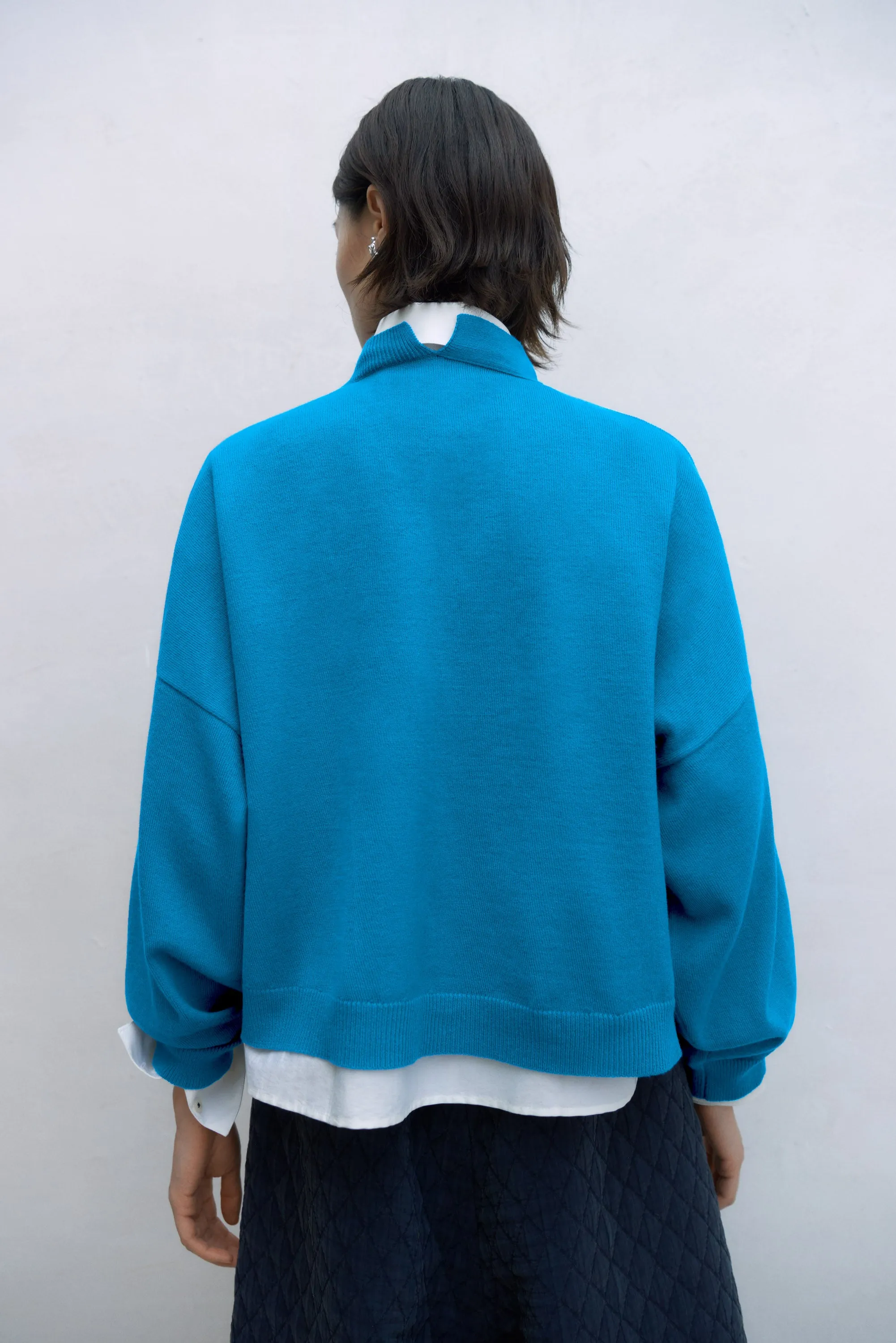 Merino Wool Cardigan, Ceruleo