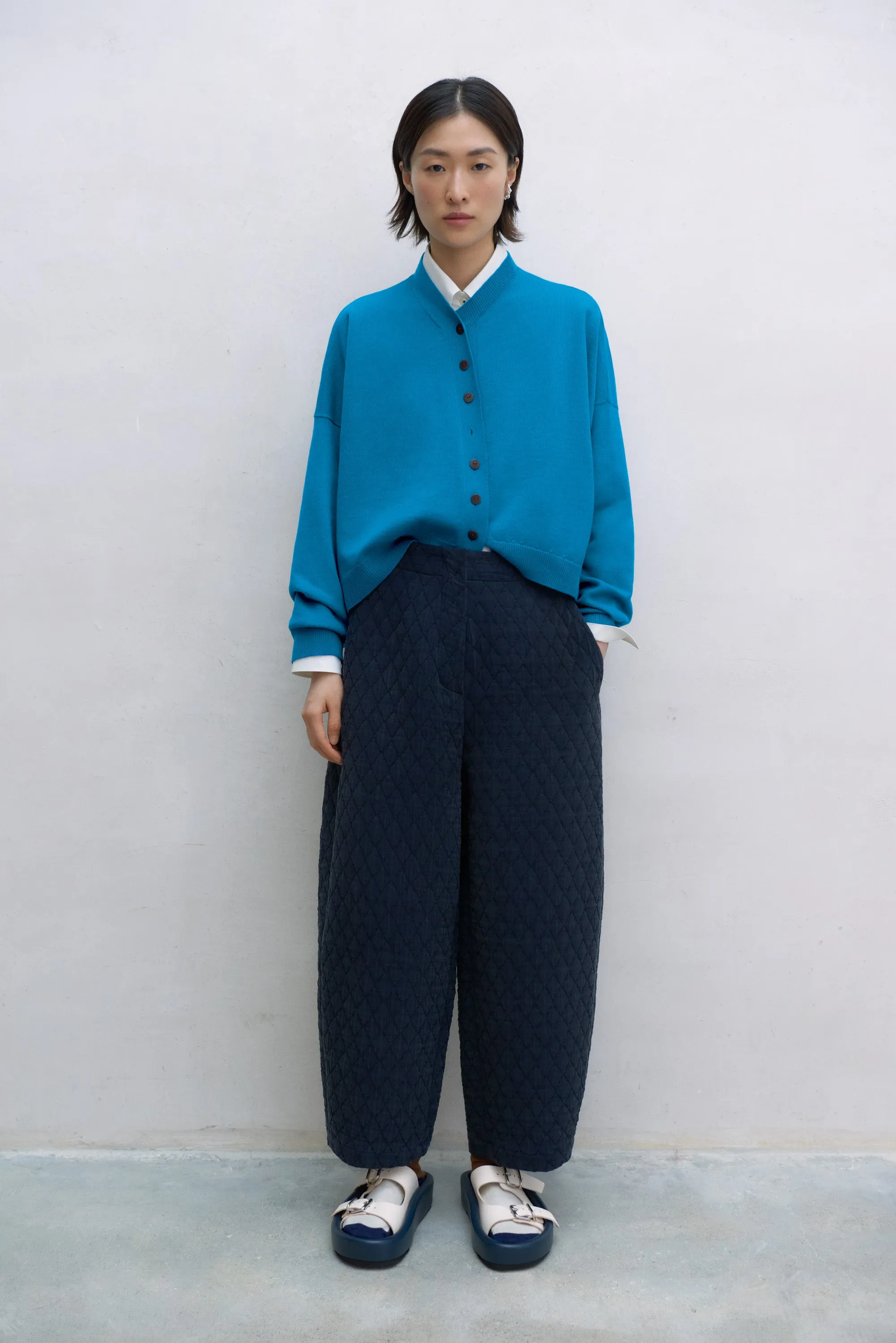 Merino Wool Cardigan, Ceruleo