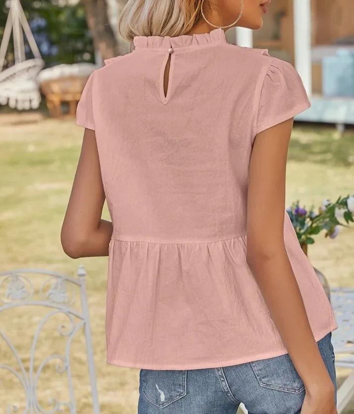 Mori Eyelet Blouse (Pink)