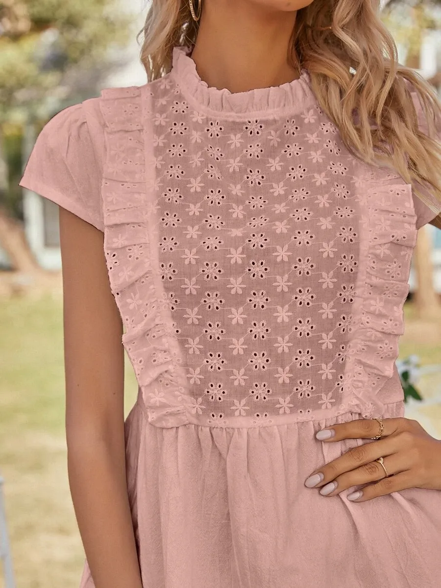 Mori Eyelet Blouse (Pink)