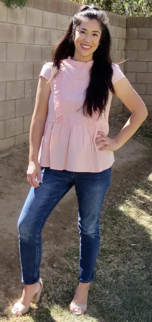 Mori Eyelet Blouse (Pink)