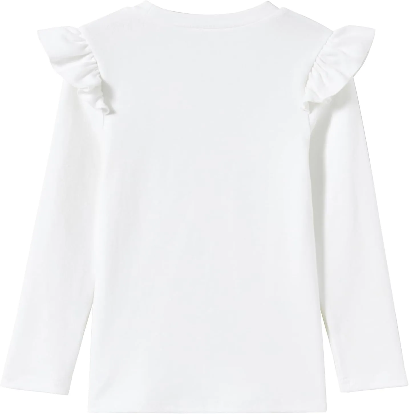 Niyage Girls Cotton Long Sleeve T-Shirt Toddler Comfort Soft Thick Basic Crewneck Tee Tops with Ruffles Trim