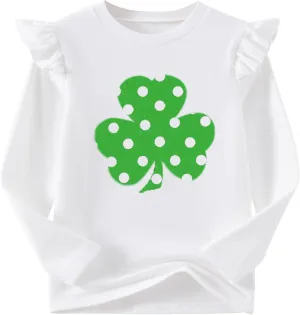 Niyage Girls Cotton Long Sleeve T-Shirt Toddler Comfort Soft Thick Basic Crewneck Tee Tops with Ruffles Trim
