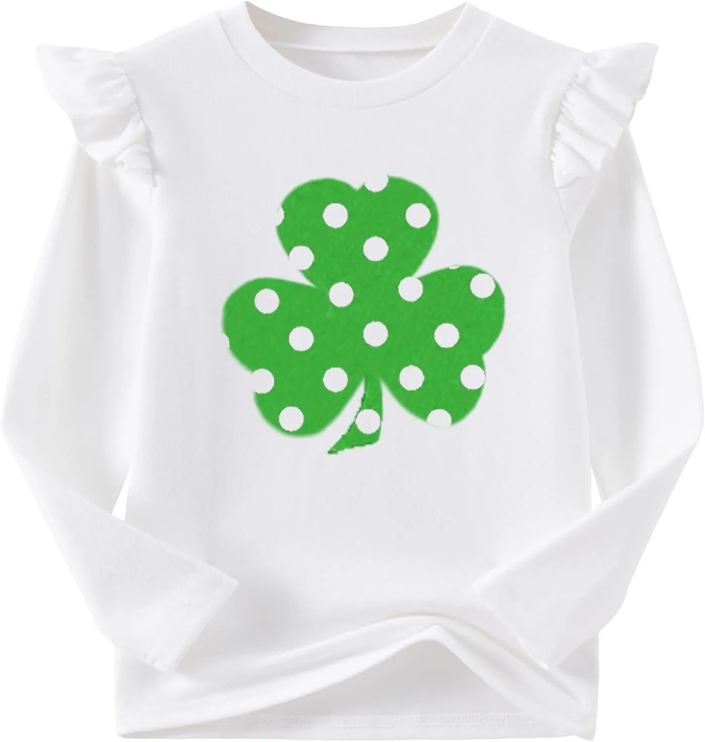 Niyage Girls Cotton Long Sleeve T-Shirt Toddler Comfort Soft Thick Basic Crewneck Tee Tops with Ruffles Trim