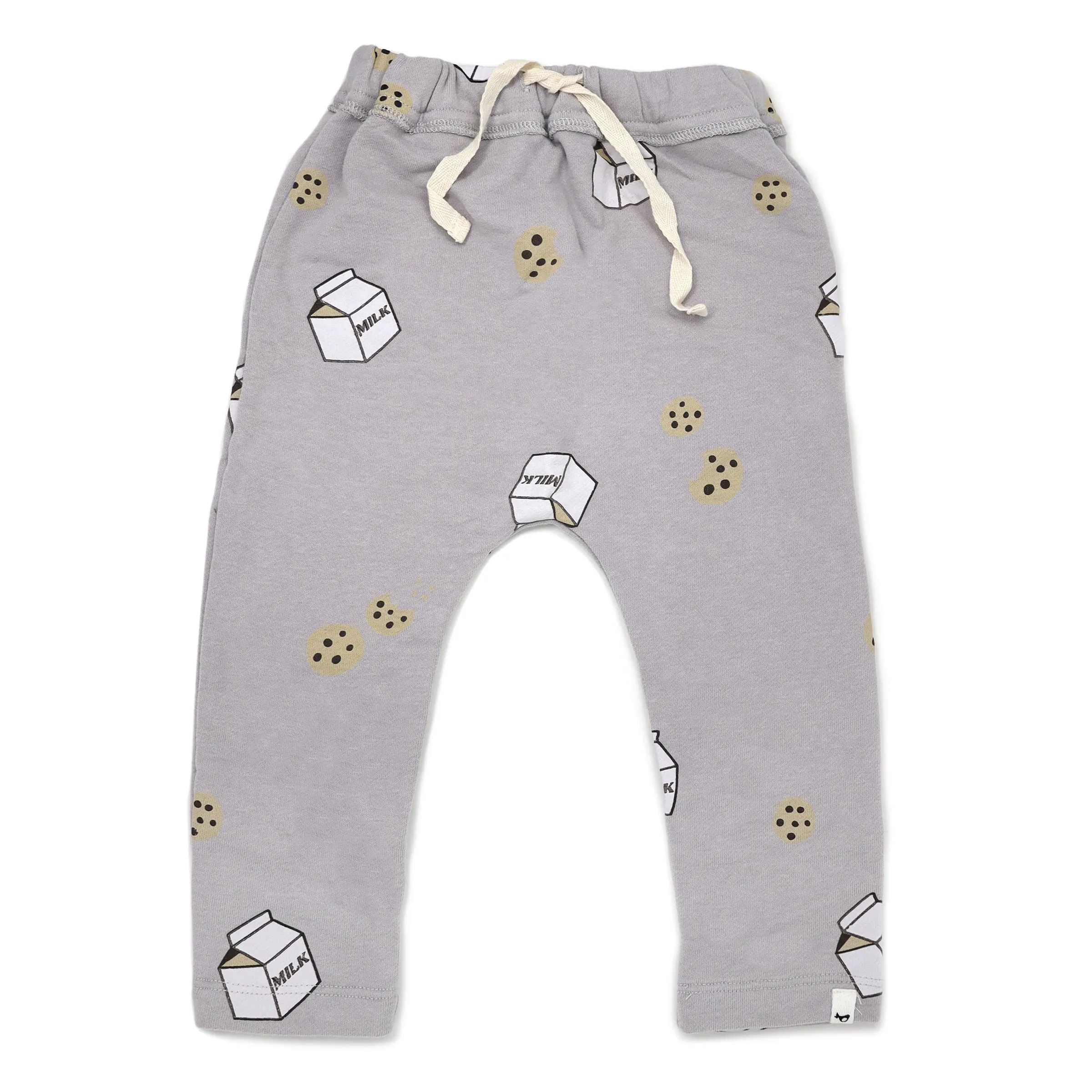oh baby! Brooklyn Jogger with Milk & Cookies Print - Pale Gray