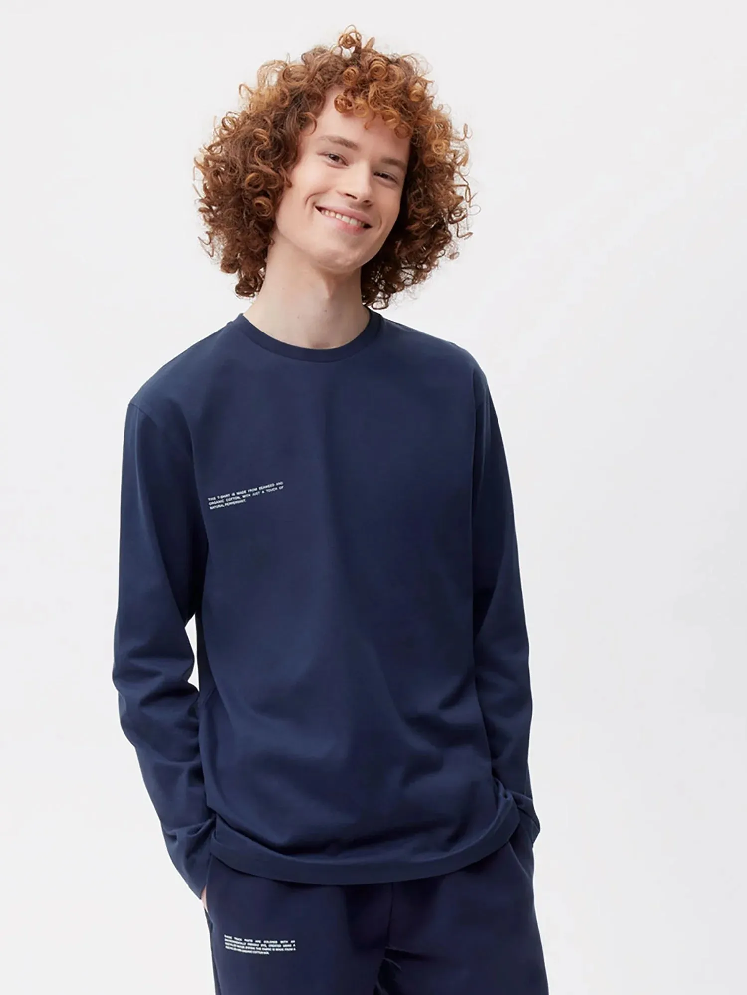 Organic Cotton Long Sleeve T-shirt with C-FIBER™—navy blue