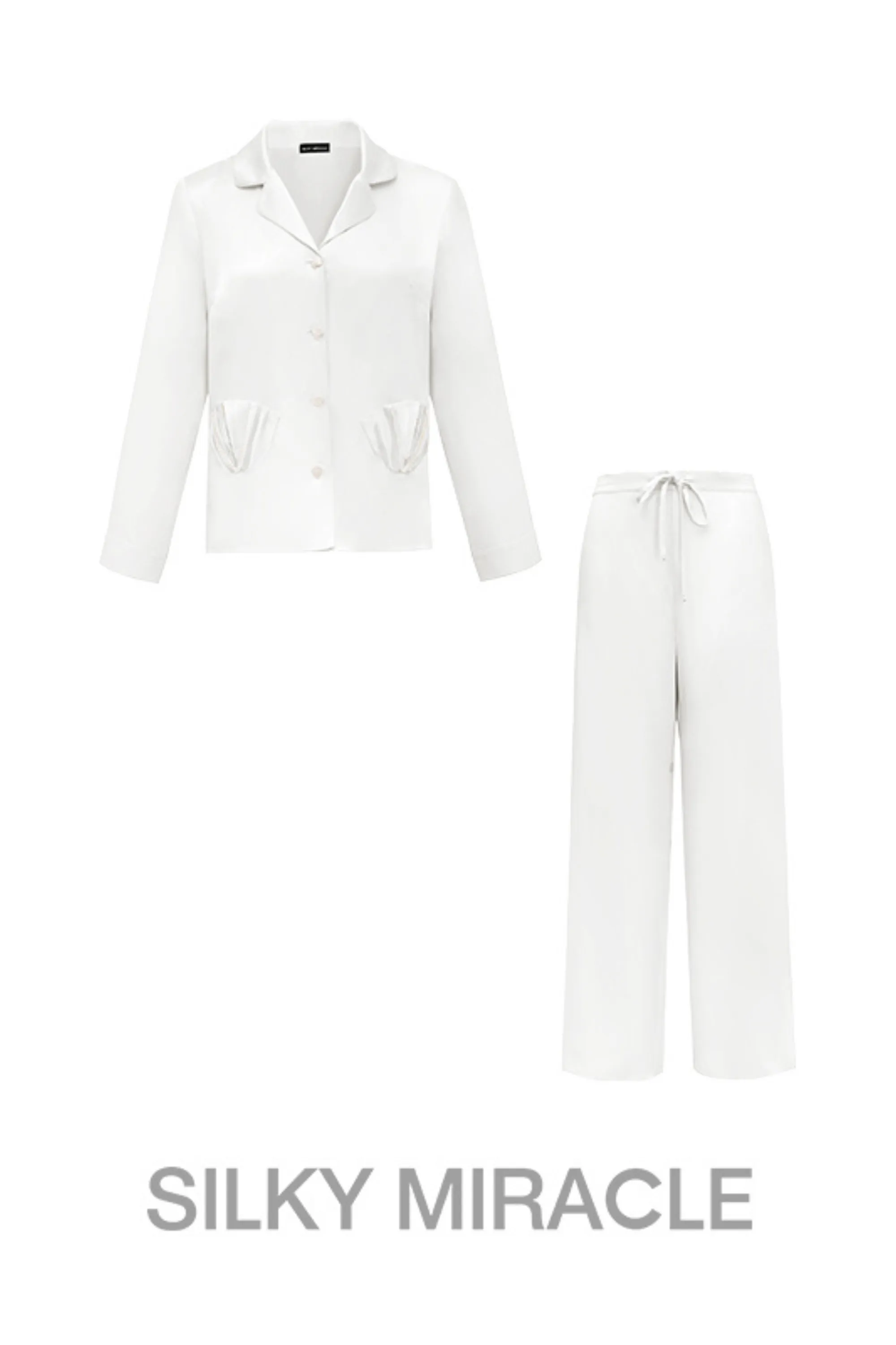 Pearl White Shell Silk Pyjamas Set