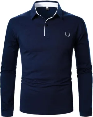 Plaid Stitching Polo Shirt for Men Casual Long Sleeve Fashion Zipper Golf Blouse Turn Down Collar Slim Fit Tops