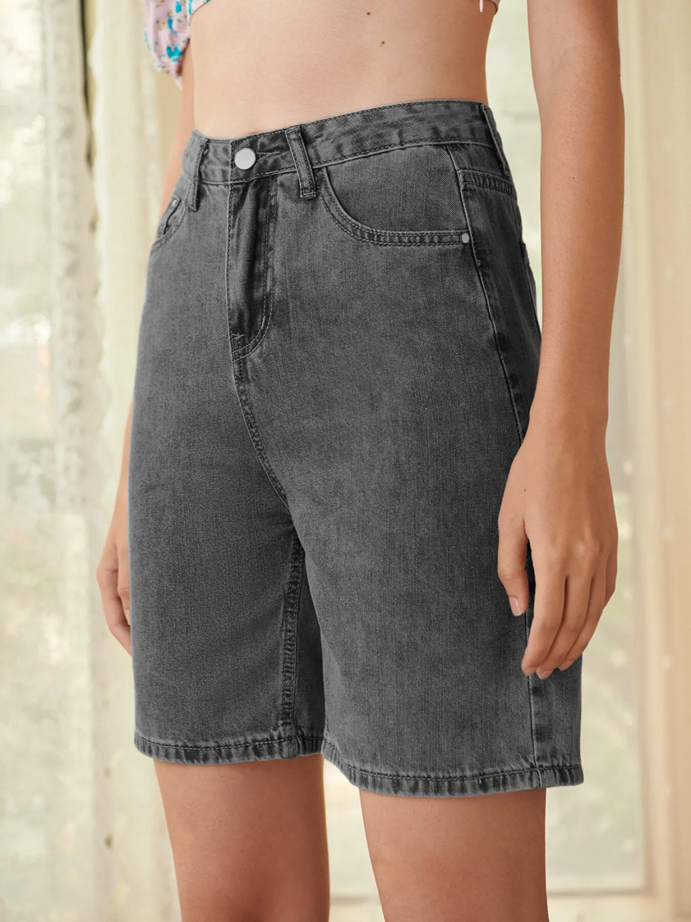 Pocket High Waist Denim Shorts