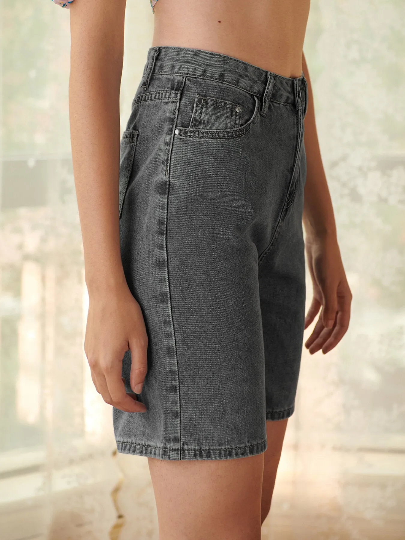 Pocket High Waist Denim Shorts