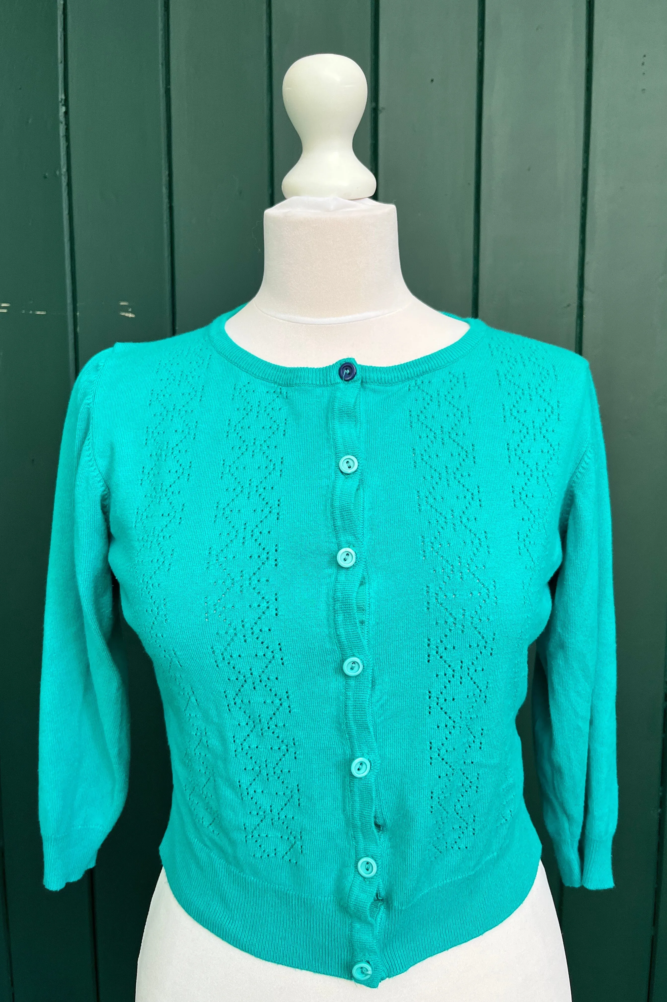Re-Wear Emily & Fin Cropped Turquoise Cardigan