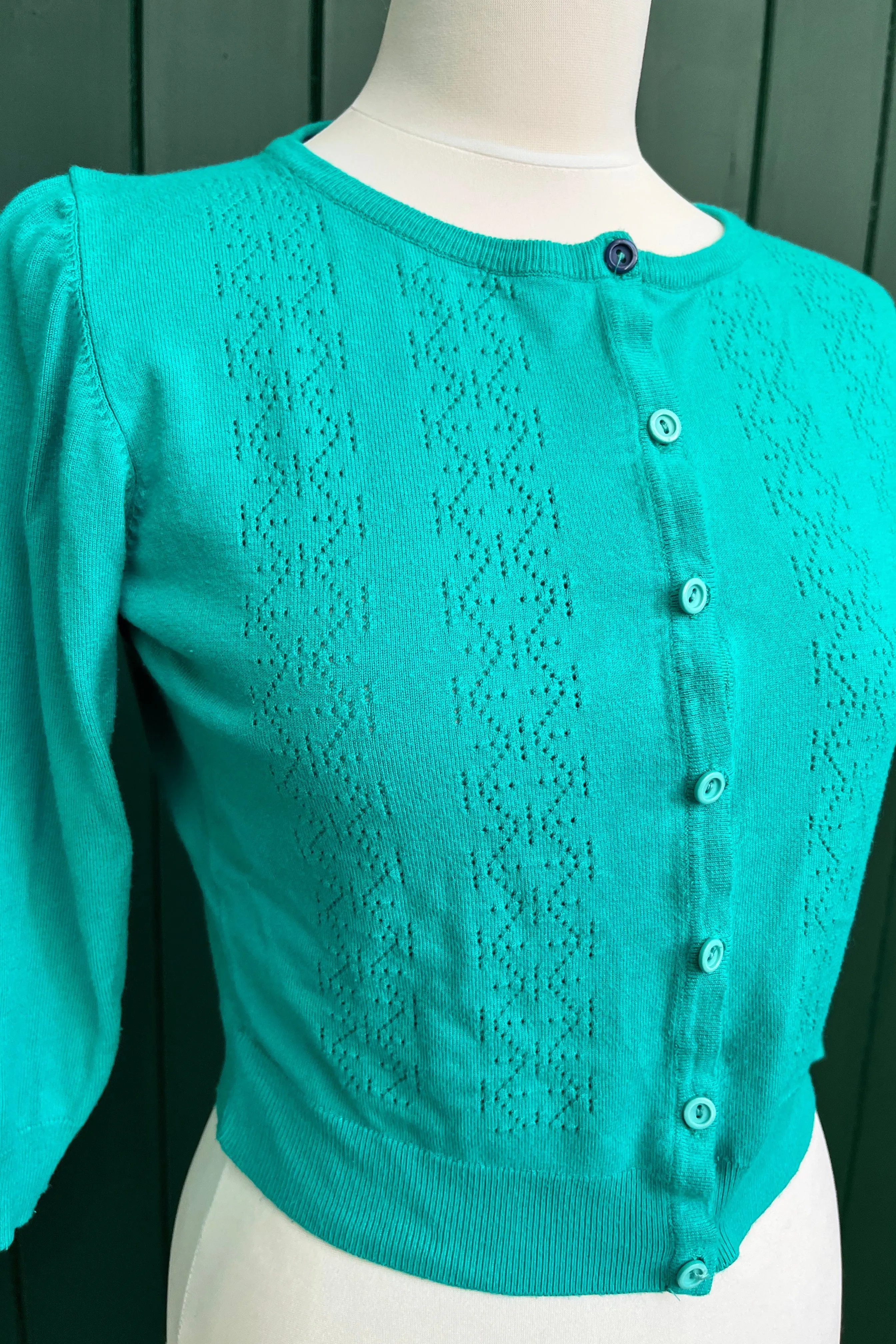 Re-Wear Emily & Fin Cropped Turquoise Cardigan