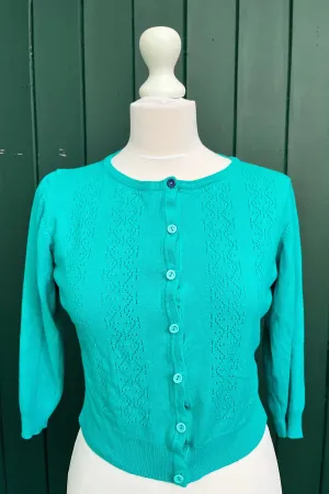 Re-Wear Emily & Fin Cropped Turquoise Cardigan