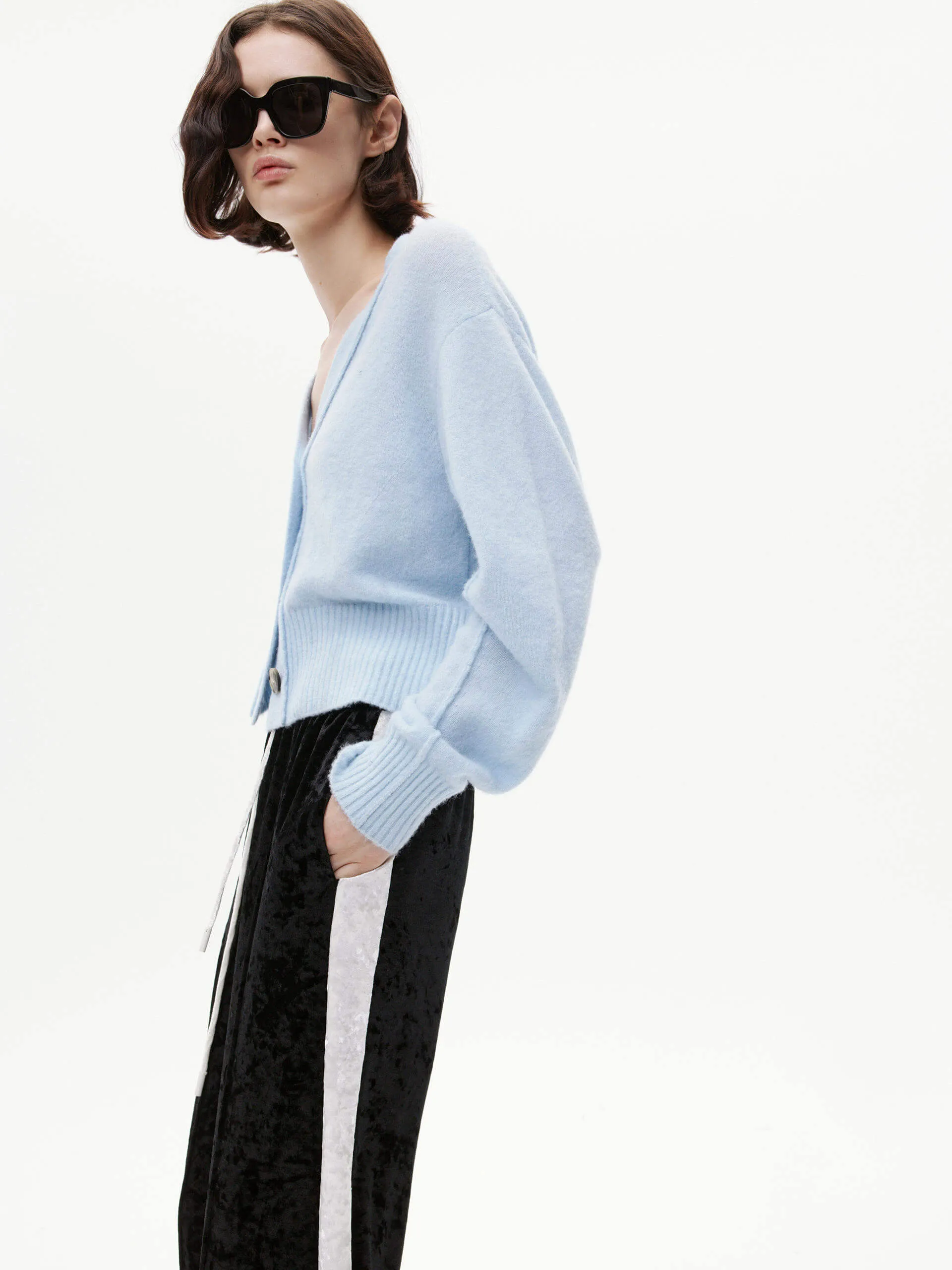 Ribbed Trim Cropped Cardigan