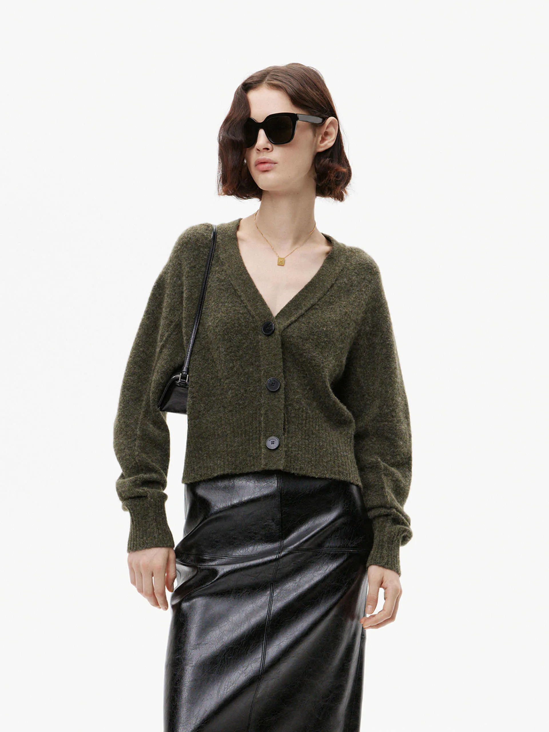 Ribbed Trim Cropped Cardigan