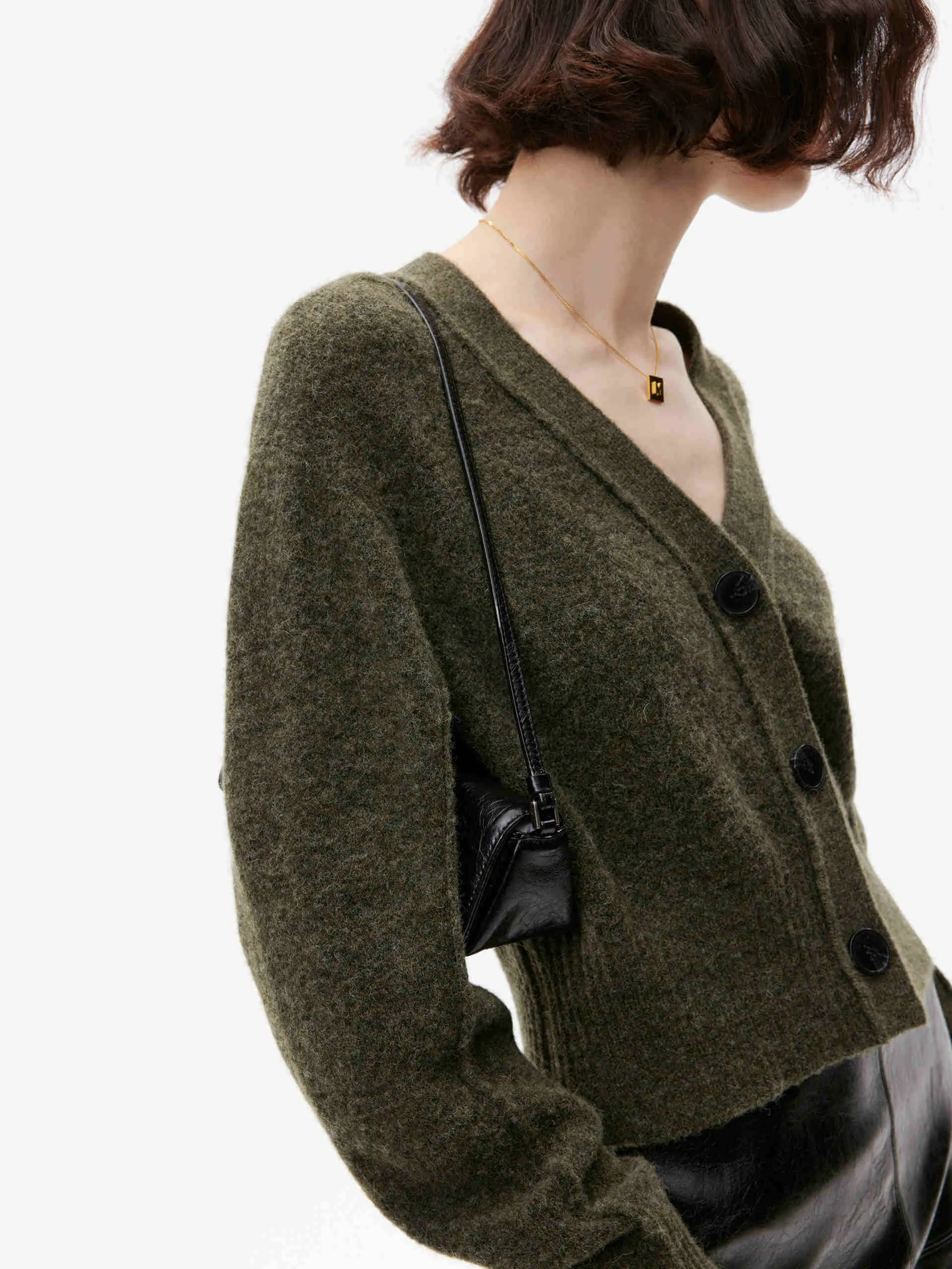 Ribbed Trim Cropped Cardigan