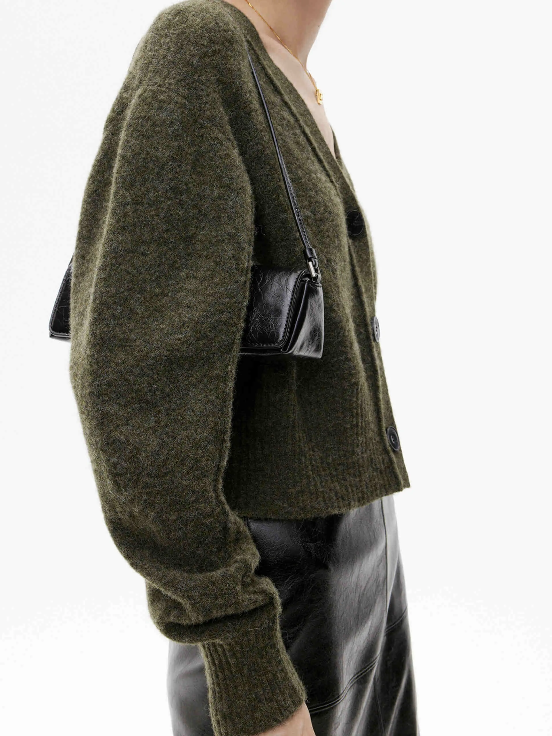 Ribbed Trim Cropped Cardigan