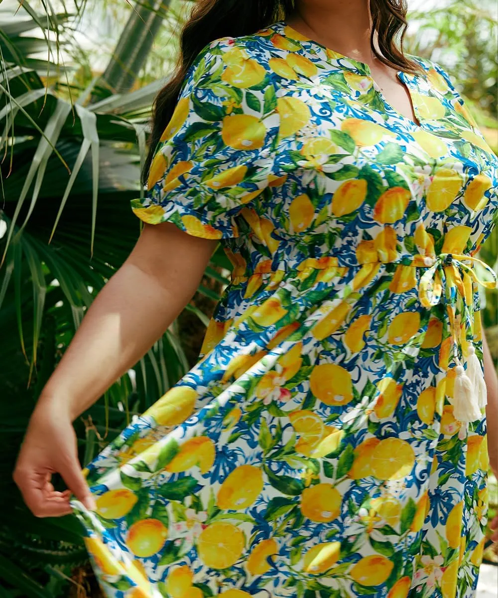 RITERA Plus Size Midi Dress for Women 2025 Casual V NeckShort Sleeve Ruffle Flowy Boho Drawstring Tassel Waist XL-5XL