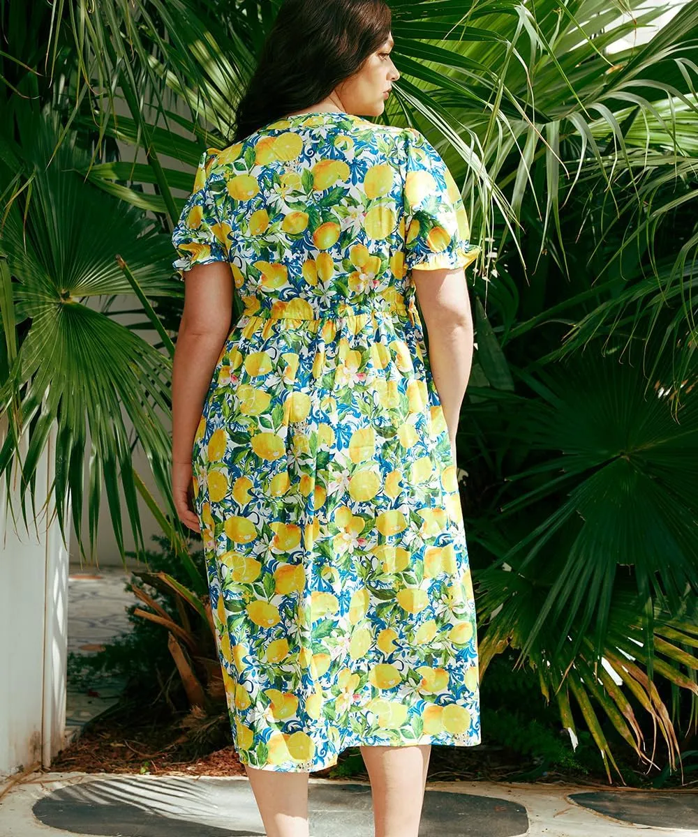 RITERA Plus Size Midi Dress for Women 2025 Casual V NeckShort Sleeve Ruffle Flowy Boho Drawstring Tassel Waist XL-5XL