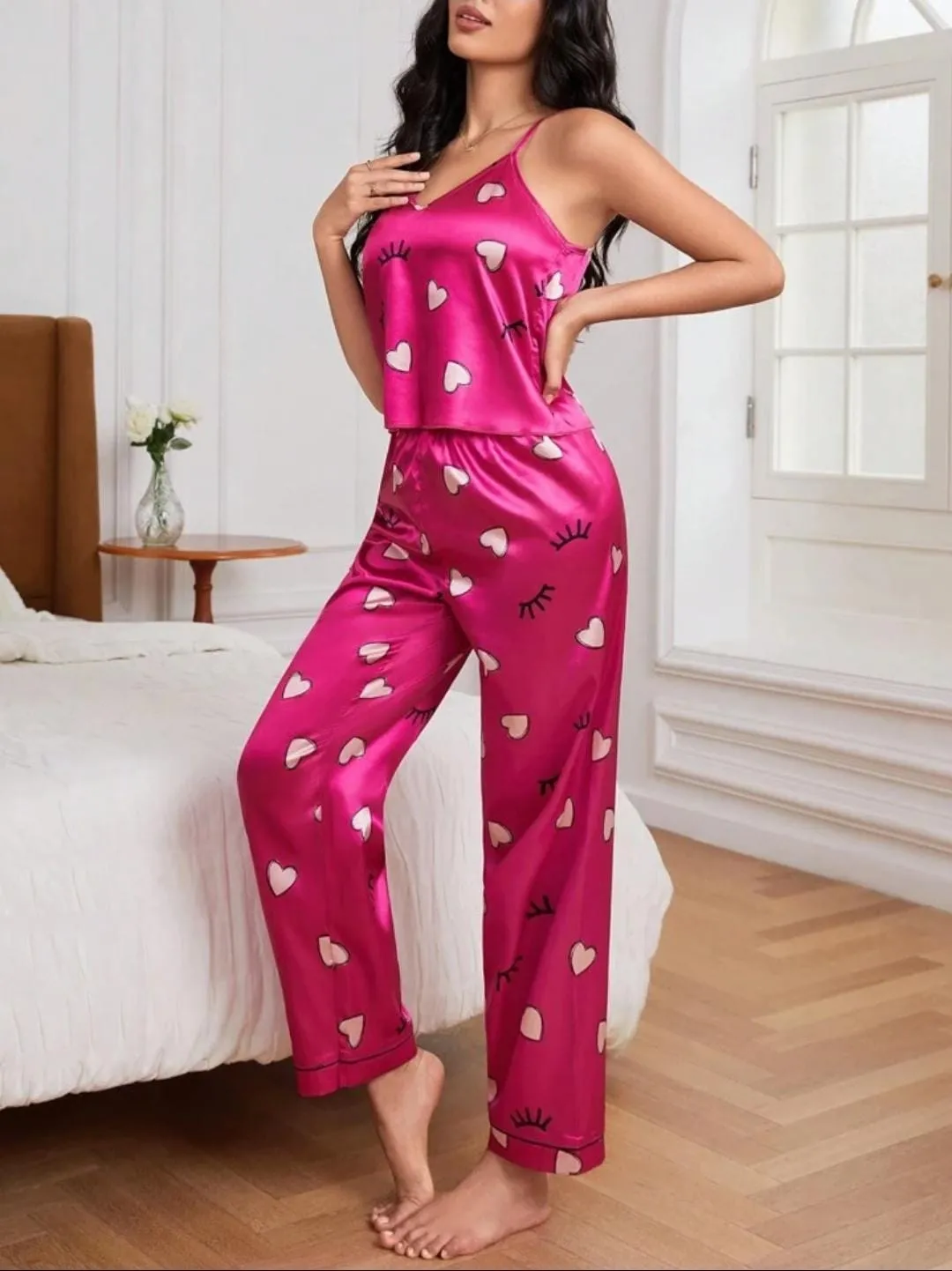 Sajiero Spice Ceder Strap Jumpsuit Printed Pink Hearst