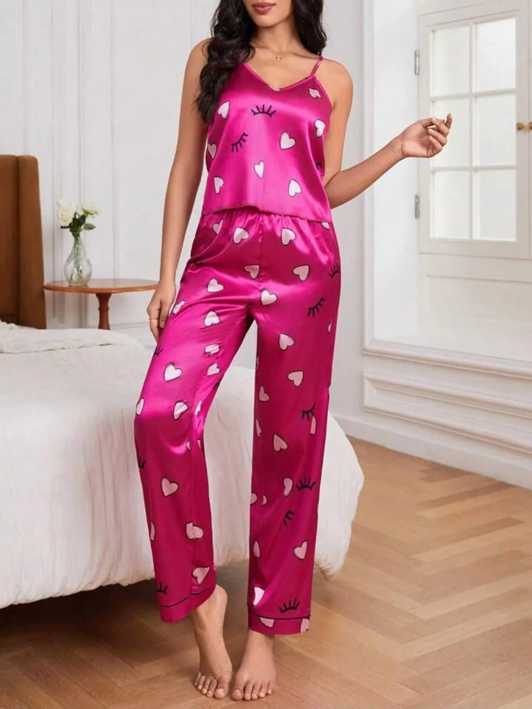 Sajiero Spice Ceder Strap Jumpsuit Printed Pink Hearst