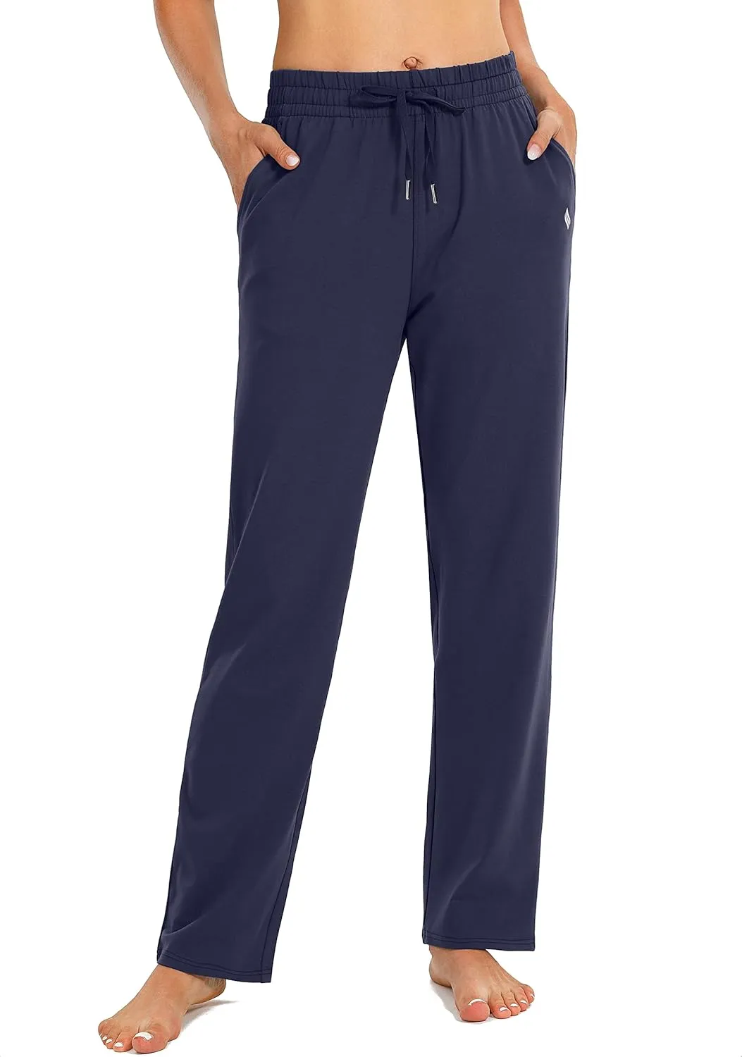 SANTINY Women's Cotton Sweatpants Yoga Lounge Casual Pants Open Bottom Sweat Pants for Women with Pockets