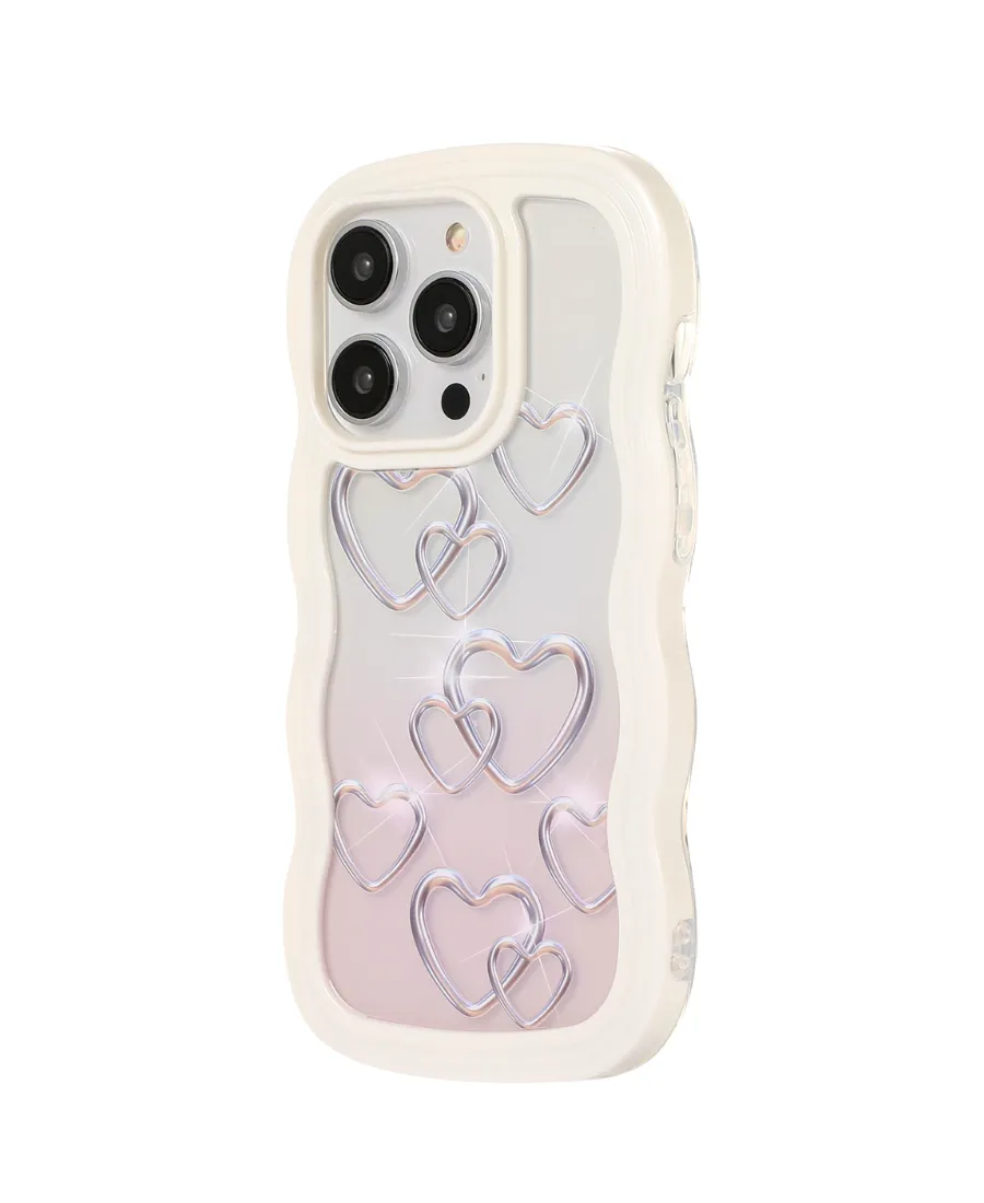 Silver Hearts Wavy Phone Case