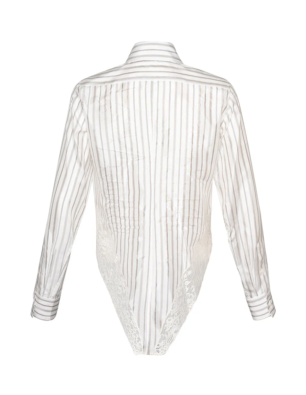 Stripes Lace Trim Blouse