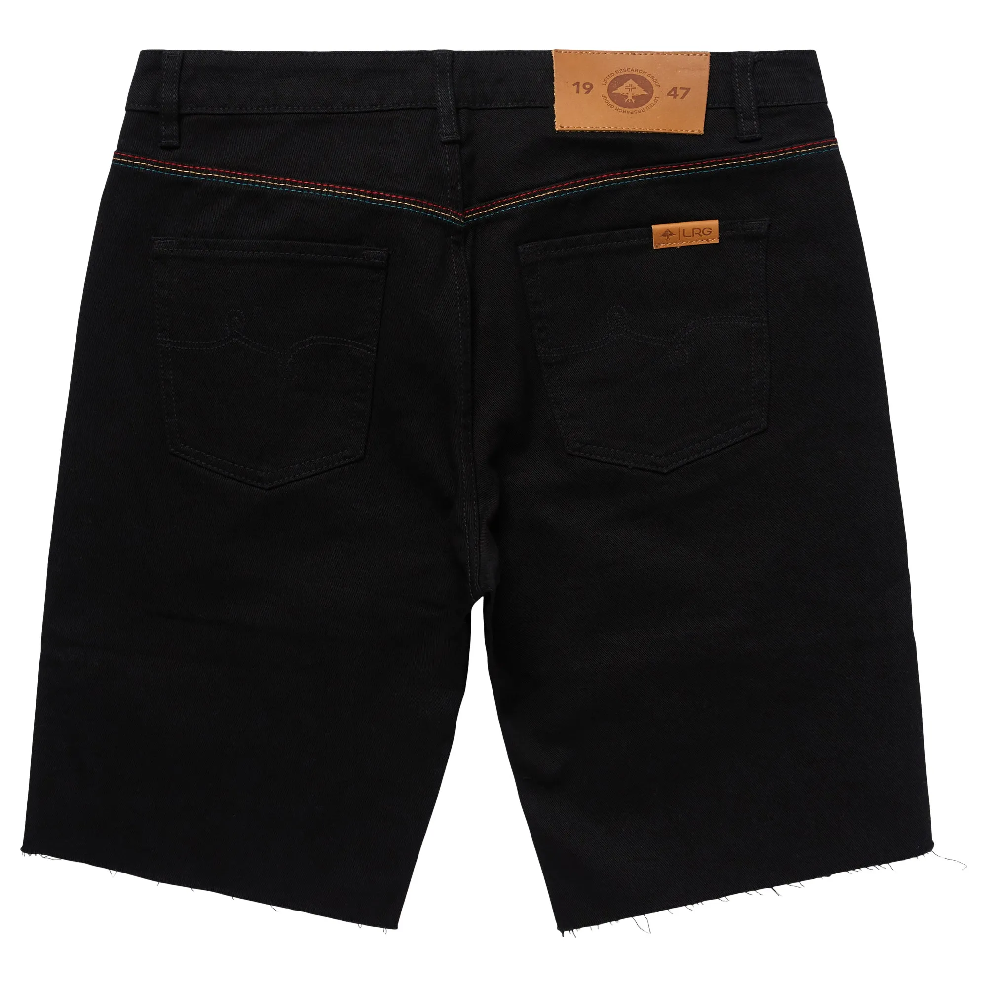 TROPIC ROOTS DENIM SHORTS - BLACK