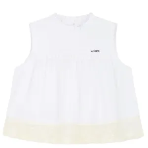 White Womens Lace Border Blouse