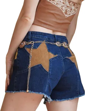 Women Mid Rise Ripped Jeans Shorts Classic Stretchy Frayed Raw Hem Casual Hole Denim Shorts