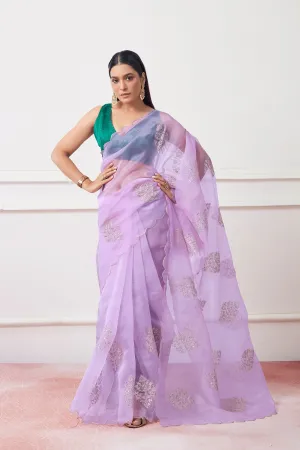 Women Party Wear Organza Saree with Designer Un Stitched Blouse