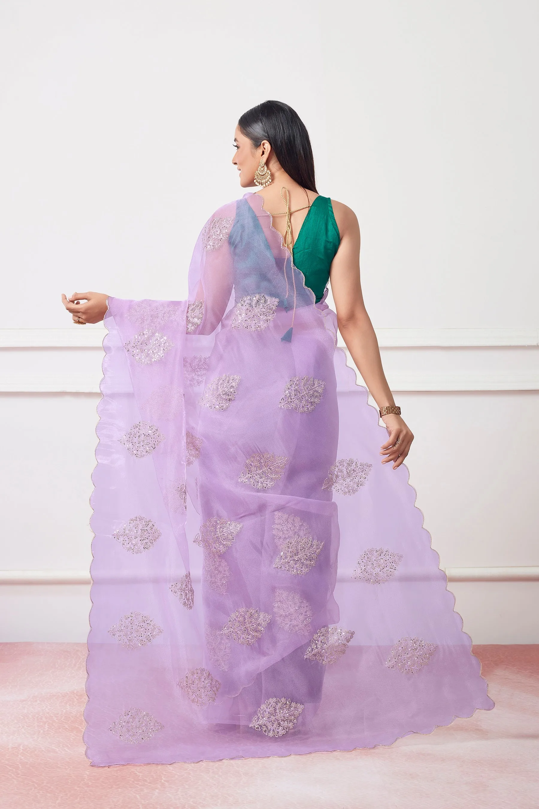 Women Party Wear Organza Saree with Designer Un Stitched Blouse