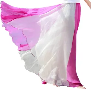 Womens Lyrical Dance Skirt Gradient Color Chiffon Long Swing Sheer Wrap Skirts for Modern Ballet Performance