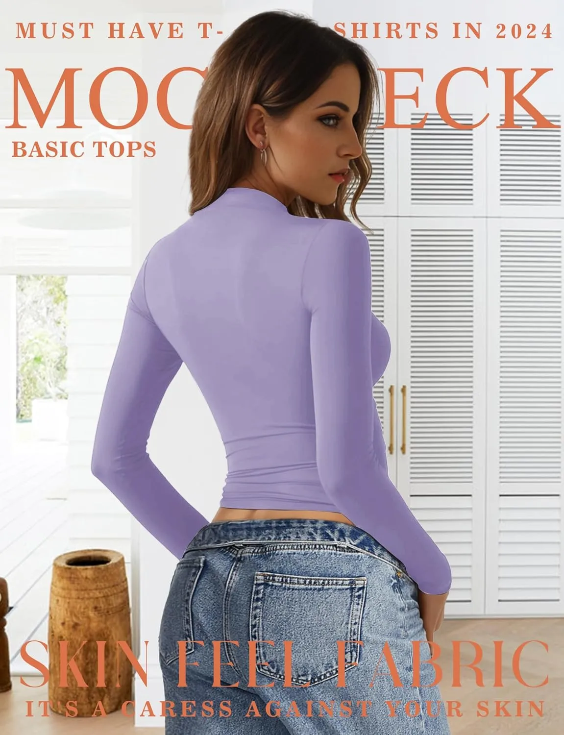 Womens Mock Turtle Neck Basic Long Sleeve T Shirt Slim Fit Tees Fall Y2k Going Out Crop Tops Cute Tight Shirts