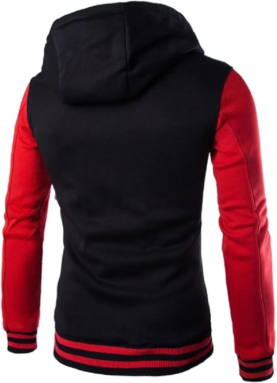 ZWRXW Mens Varsity Jacket Hooded Fashion Causal Slim Fit High School Letterman Baseball Bomber Jacket Coat with Pockets